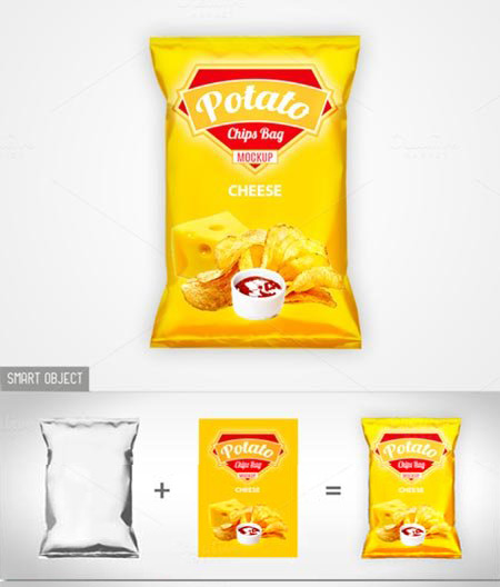 دانلود طرح موک آپ پاکت چیپس Chips Bag Mock-Up
