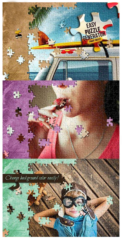 دانلود قالب لایه باز ایجاد افکت پازلی بر روی تصاویر Easy Puzzle Generator