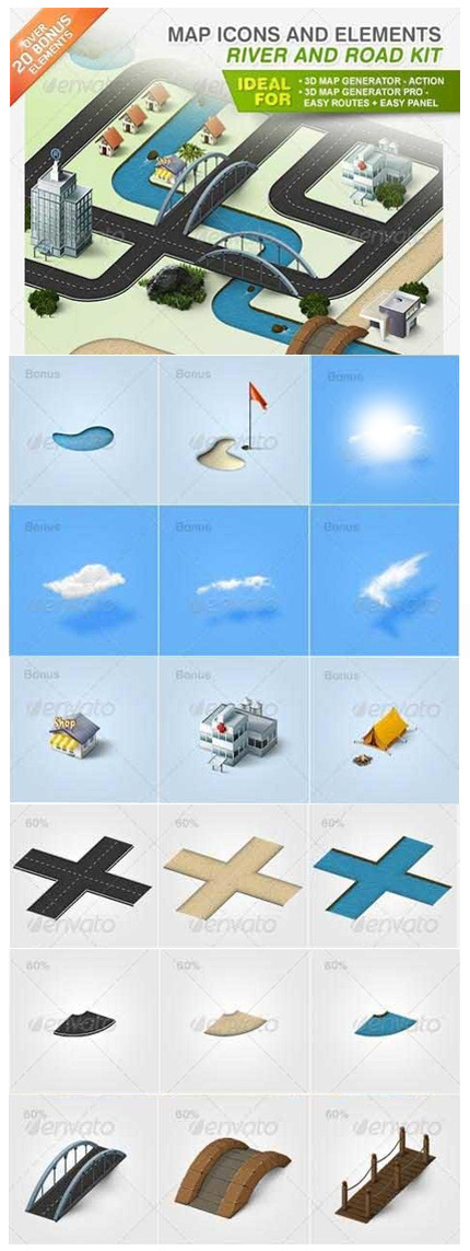 دانلود تصاویر لایه باز آیکون وعناصر طراحی نقشه رودخانه و جاده Map Icons And Elements River And Road Kit دانلود تصاویر لایه باز آیکون وعناصر طراحی نقشه رودخانه و جاده Map Icons And Elements River And Road Kit