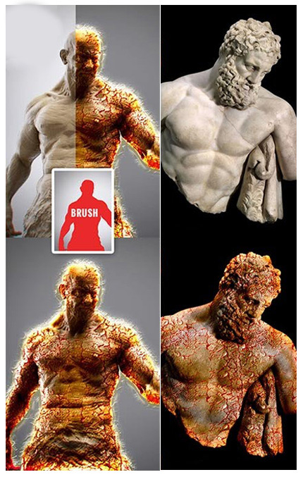 دانلود اکشن فتوشاپ ایجاد افکت مواد مذاب بر روی تصاویر GraphicRiver Titan Magma Photoshop Action