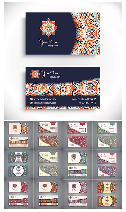دانلود تصاویر وکتور کارت ویزیت های تزئینی گلدار - Business.Card Vintage Decorative Elements Ornamental Floral Vector