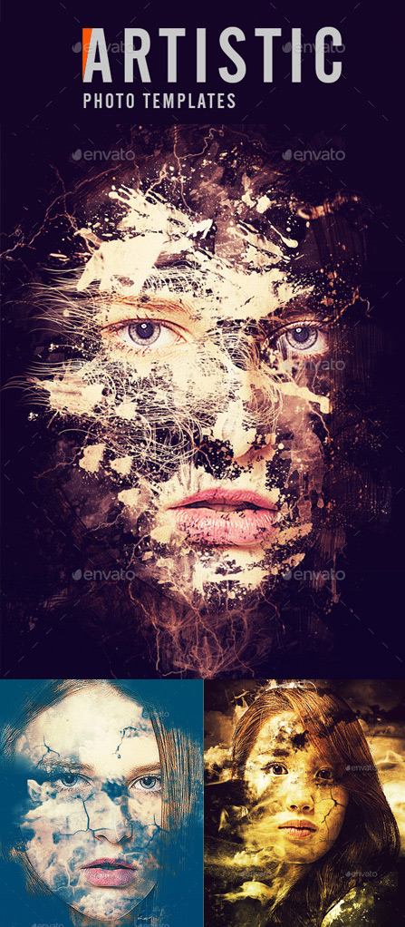 دانلود طرح لایه باز افکت عکس هنری Graphicriver Artistic Photo Templates