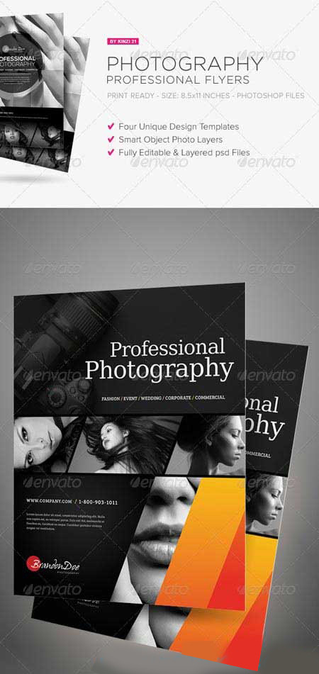دانلود طرح لایه باز پوستر حرفه ای عکاسی Professional Photography Flyers