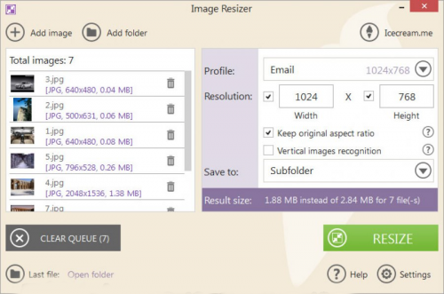 دانلود نرم افزار تغییر سایز تصاویر Icecream Image Resizer 1.11