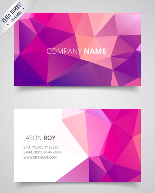 دانلود وکتور کارت ویزیت Business card with pink polygons دانلود وکتور کارت ویزیت Business card with pink polygons