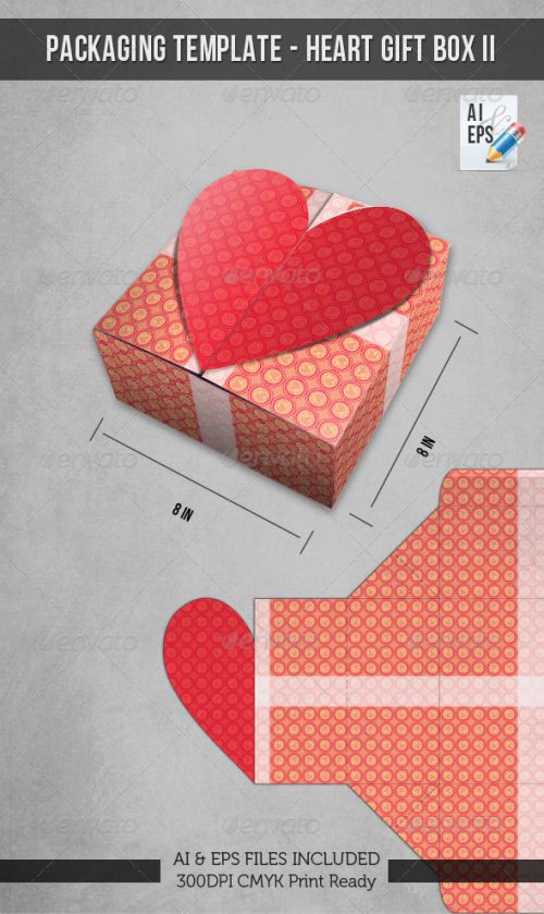 دانلود الگوی بسته بندی جعبه کادو عاشقانه با طرح قلب Gift Box Template دانلود الگوی بسته بندی جعبه کادو عاشقانه با طرح قلب Gift Box Template
