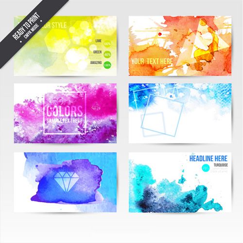 دانلود مجموعه وکتور کارت ویزیت Watercolor visit cards