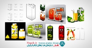 دانلود مجموعه تصاویر وکتور بسته بندی آبمیوه و شیر
