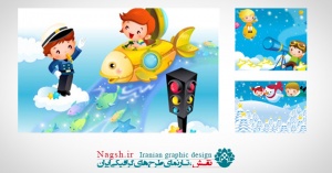 دانلود نمونه طرح لایه باز فانتزی رویاهای بچه گانه (بصورت وکتور) سری 2